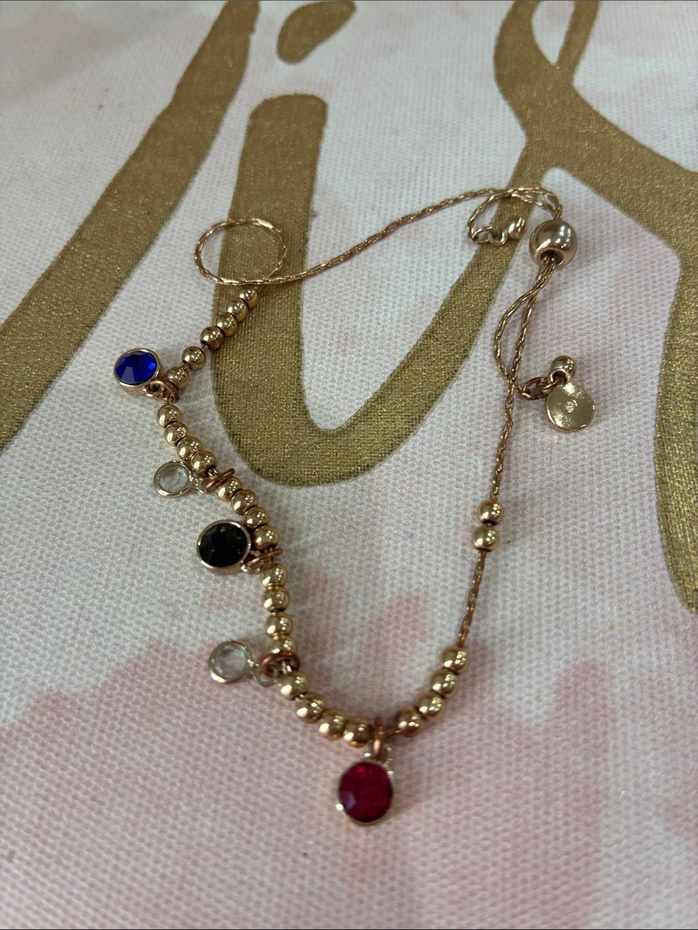Gold Multicolor Crystal Beaded Bracelet - Women's Jewelry